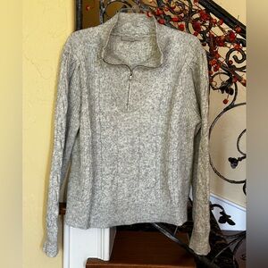 * LOFT gray cableknit Zip Neck sweater *